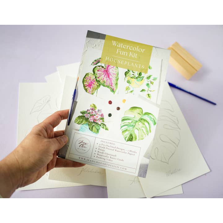 Jean Choe Art & Design - Wholesale DIY Craft Kit - Houseplants Watercolor Painting Kit with Paint & Brush10