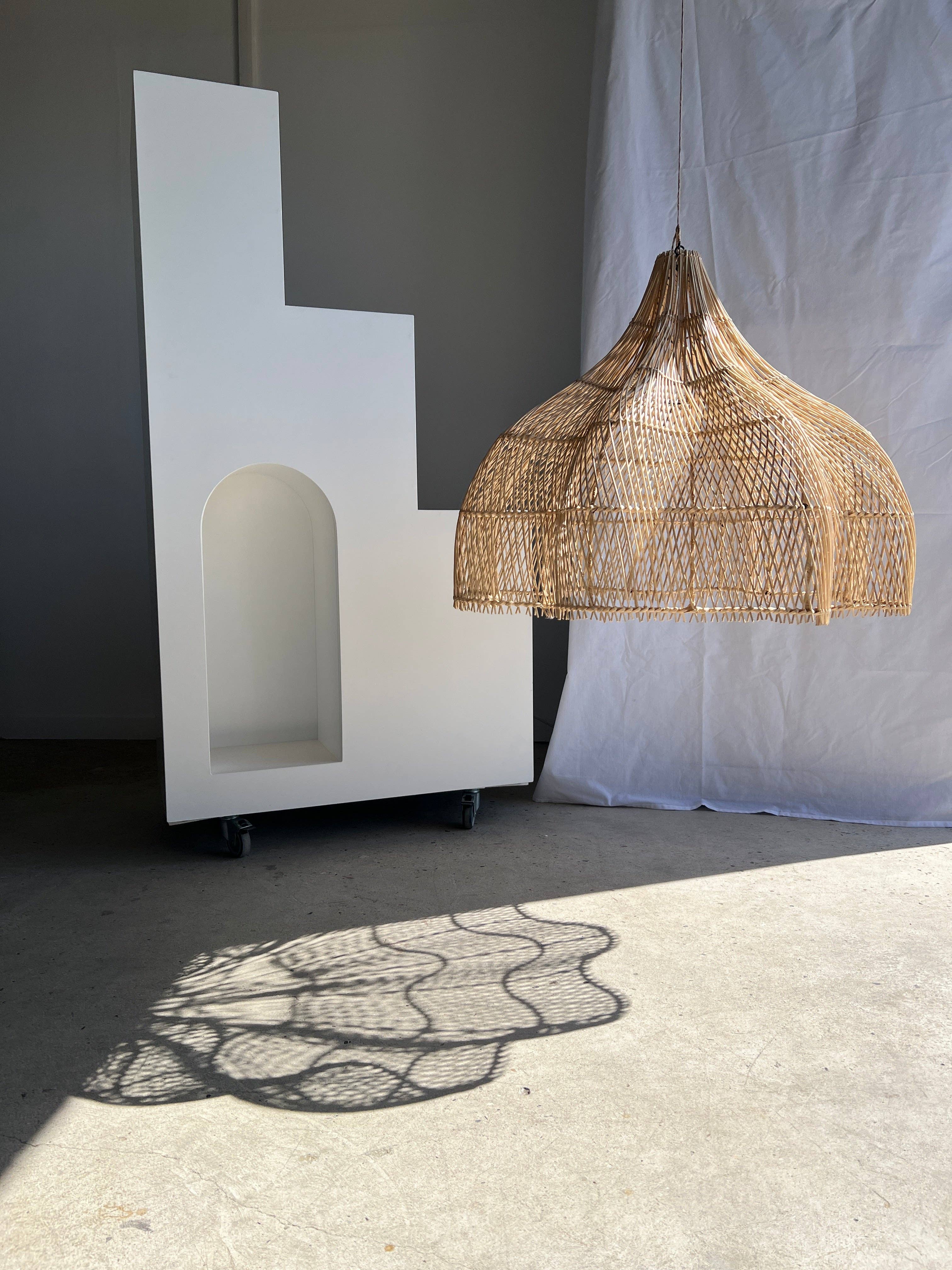 Office Objets - Wholesale Chandelier/Hanging Light - Pendant light, flower-shaped rattan fixture, tulip, corolla H:80cm D80cm9