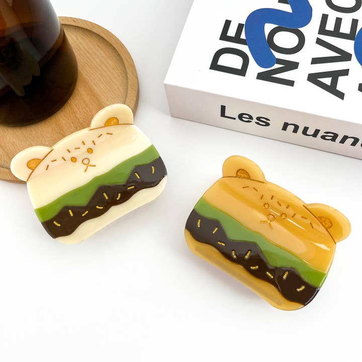 TheDivaSoap - Vendita all'ingrosso Fermaglio per capelli - Donna - Fermaglio per capelli Hamburger Bear, clip ad artiglio in acetato6