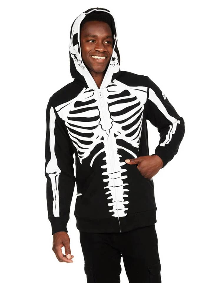 Tipsy Elves - Wholesale Hoodie - Men's - Skeleton Hoodie - Unisex Halloween Zip-Up Sweatshirt