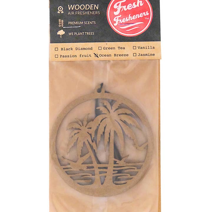 Fresh Fresheners - Vendita all'ingrosso Deodorante per auto - Unisex - Deodorante per ambienti in legno con palme da spiaggia, confezione da 8