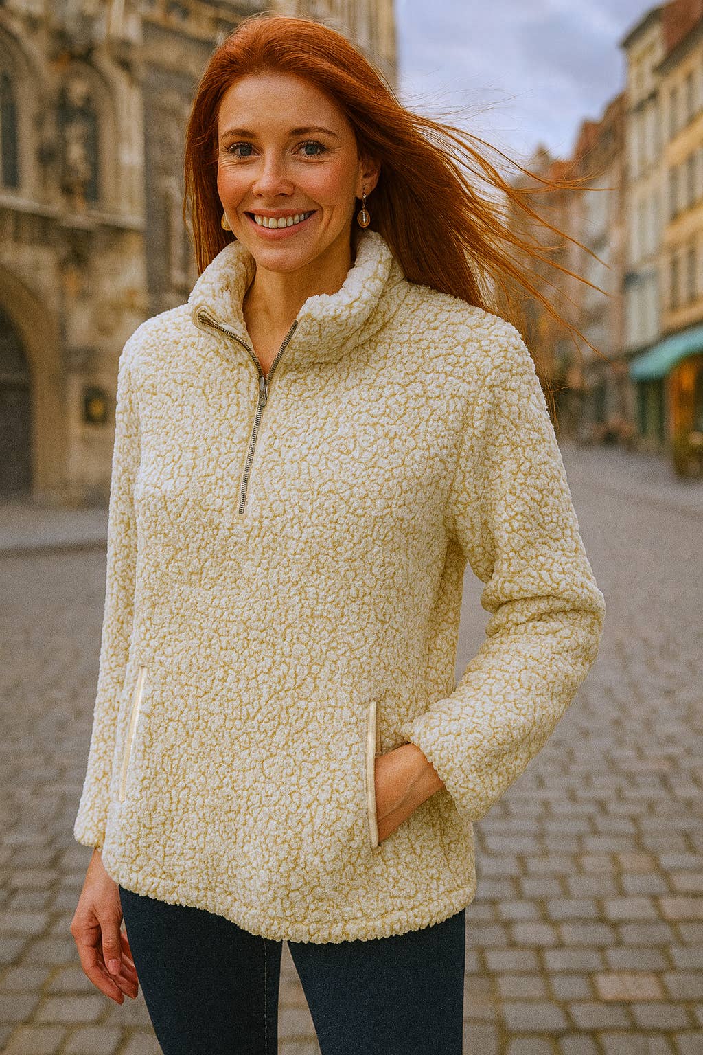 LTX Sportswear - Wholesale Fleece - Women's - 1989 Camel Sherpa Pullover Jacket with side pockets Plus