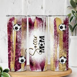 Soccer Striped 20oz Sublimation Tumbler for wholesale by Twisted T Creations