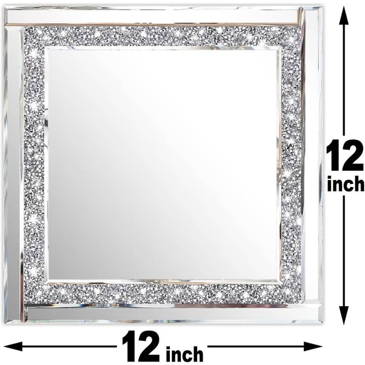 Crystal Crush Diamond Silver Mirror Set 12x12 Inch 2 Pieces for wholesale on Faire1