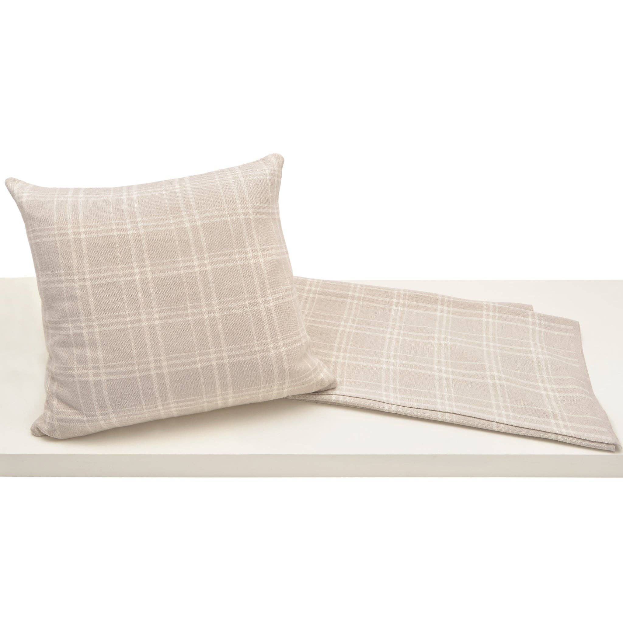 Merben International Inc. - Wholesale Throw Pillow Cover - Thomas Plaid Pillow - Sand 20"x20"1
