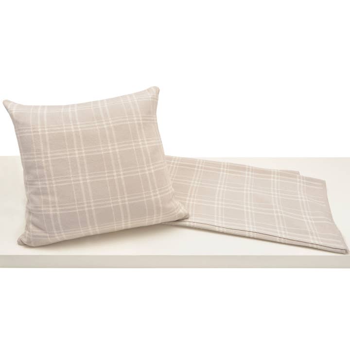 Merben International Inc. - Wholesale Throw Pillow Cover - Thomas Plaid Pillow - Sand 20"x20"1