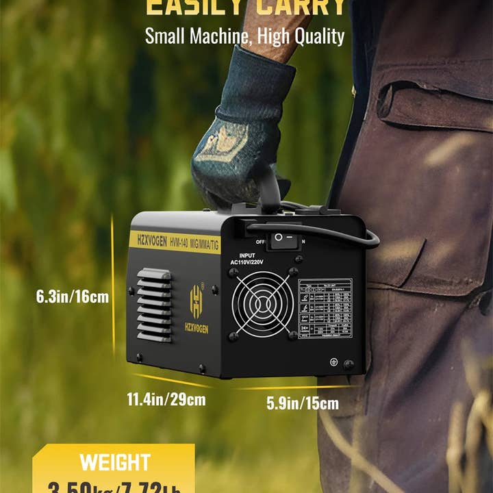 American Smart - Wholesale Kitchen Appliance - HZXVOGEN HVM140 3 in 1 Semi-Automatic Inverter Mig Welding Machine MMA/Gasless MIG/Lift TIG IGBT Non Gas Welder Synergy Tool24