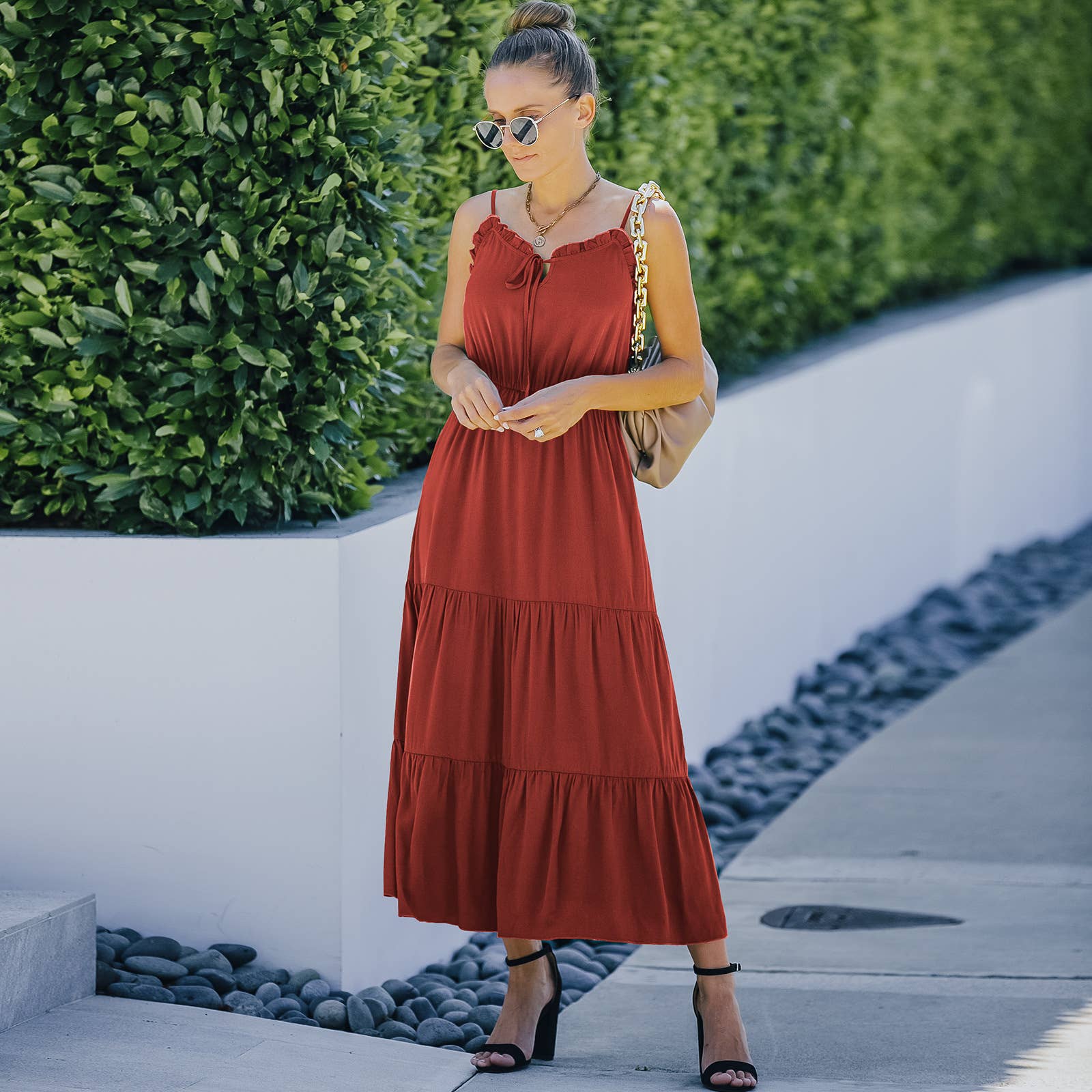 ePretty - Vente Robe – femme - SZ2-DR13007 Robe midi sans manches à volants12