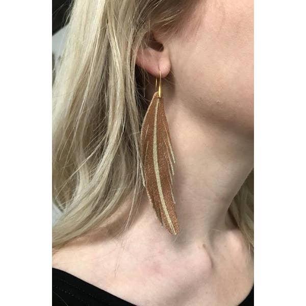 The Supply Society - Wholesale Dangle Earrings - Short Feather Leather Earring - Cobalt Painted1