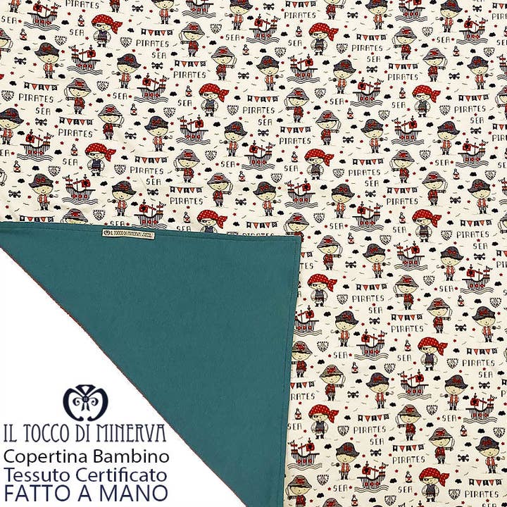 Newborn Cover in Certified Cotton Pirates white sugar paper background - Handmade for wholesale by Il Tocco di Minerva