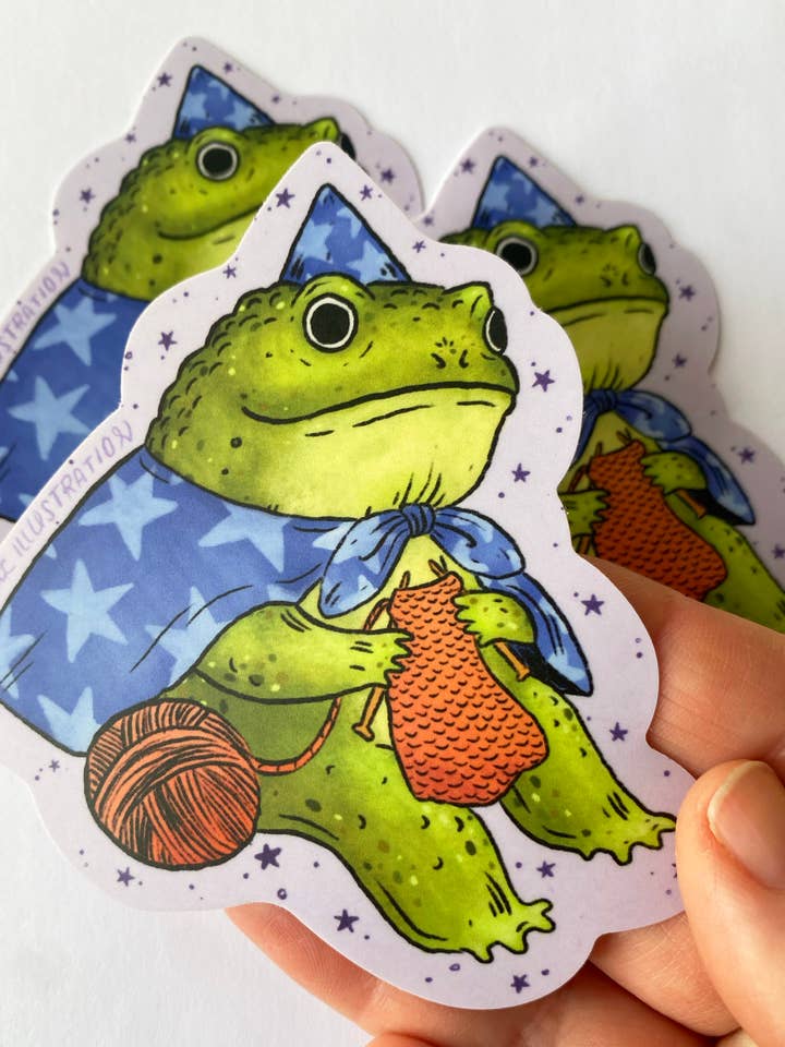 Frog Wizard Sticker for wholesale by Marika Paz Illustration