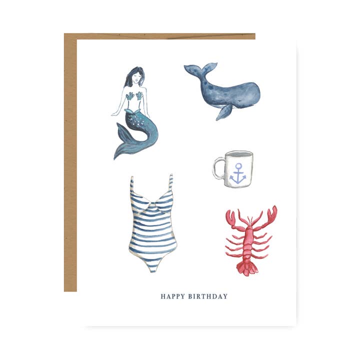 Nautical elements / Coastal greeting Card for wholesale by Jessica Frasz Studio
