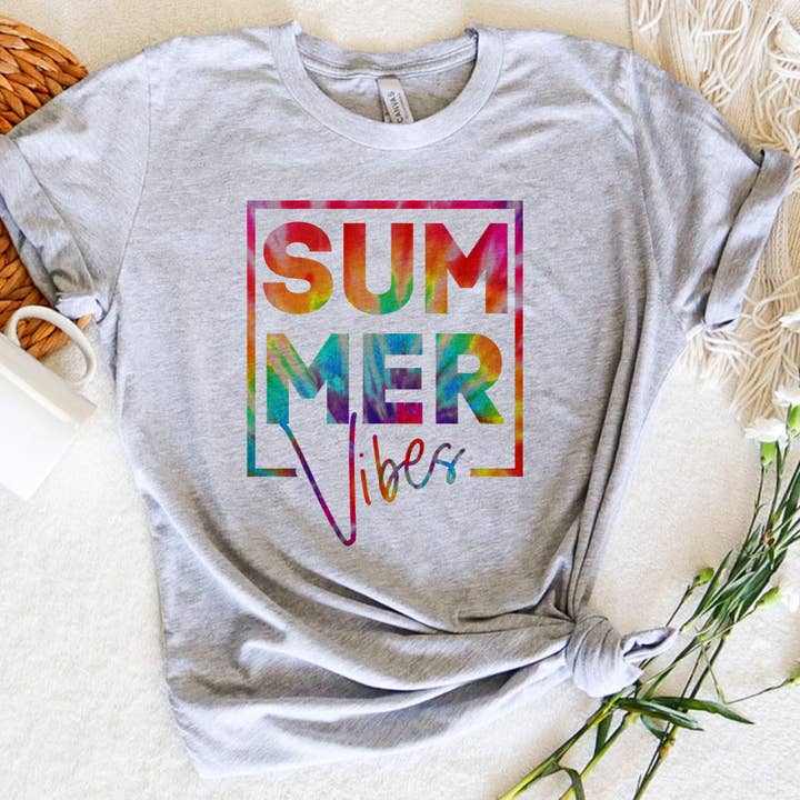 House Of Rodan - Wholesale T-Shirt (Graphic) - Women's - Summer Vibes Tie Dyed - Beach Life Vacation T-Shirt3