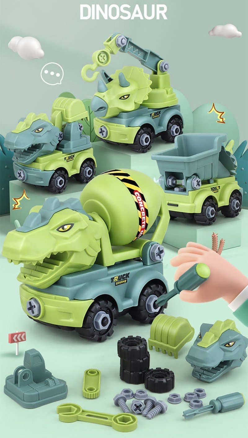 KiddieKickz - Wholesale Toy Car/Truck - Kids - Children's Dinosaur Construction Vehicle Excavator DIY Toys20