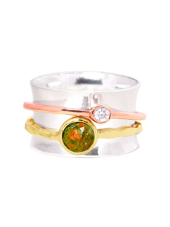 Unakite Tri-Color Spinner Ring - SF for wholesale by Zoey Simmons