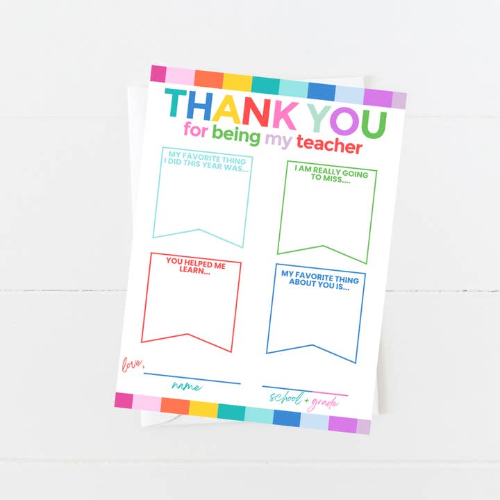 Teacher Thank you Card | Teacher Appreciation Fill-In for wholesale by Aspen Lane