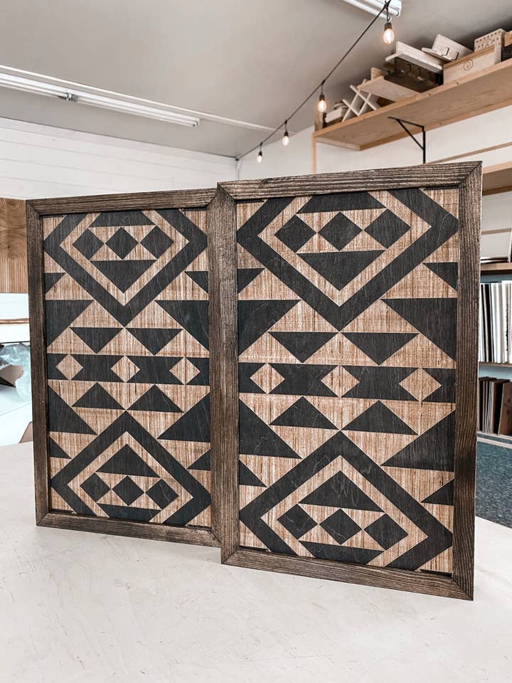 Two Piece Aztec Artwork Set for wholesale by Birch and Home Handmade