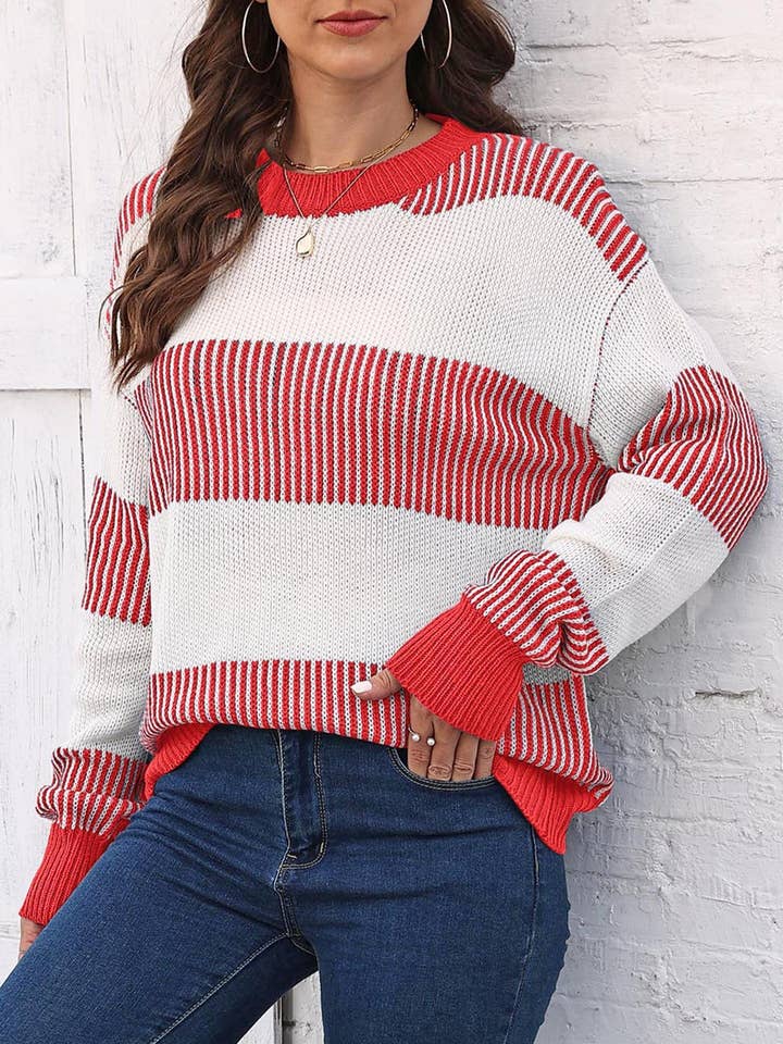 Suhkasana - Wholesale Knit Sweater - Women's - Colorblock Striped Sweater for Fall/Winter18