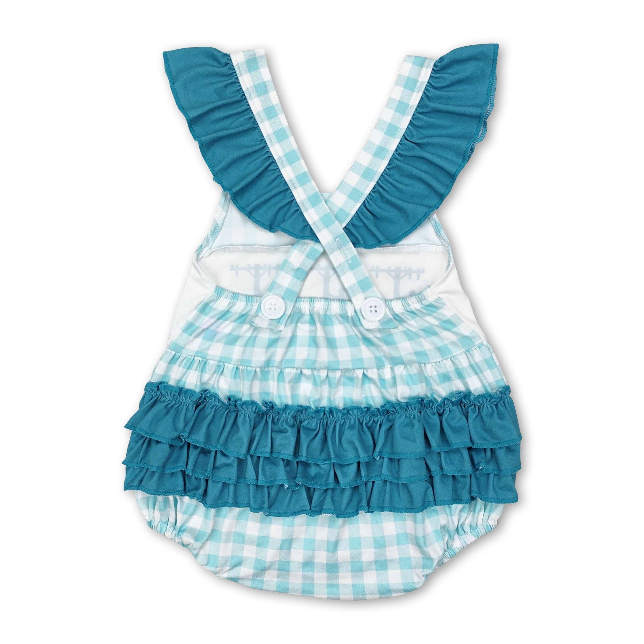Yawoo Garments - Wholesale Bodysuit (Non-Footed) - Baby - Straps plaid lineman ruffle baby girls summer romper1