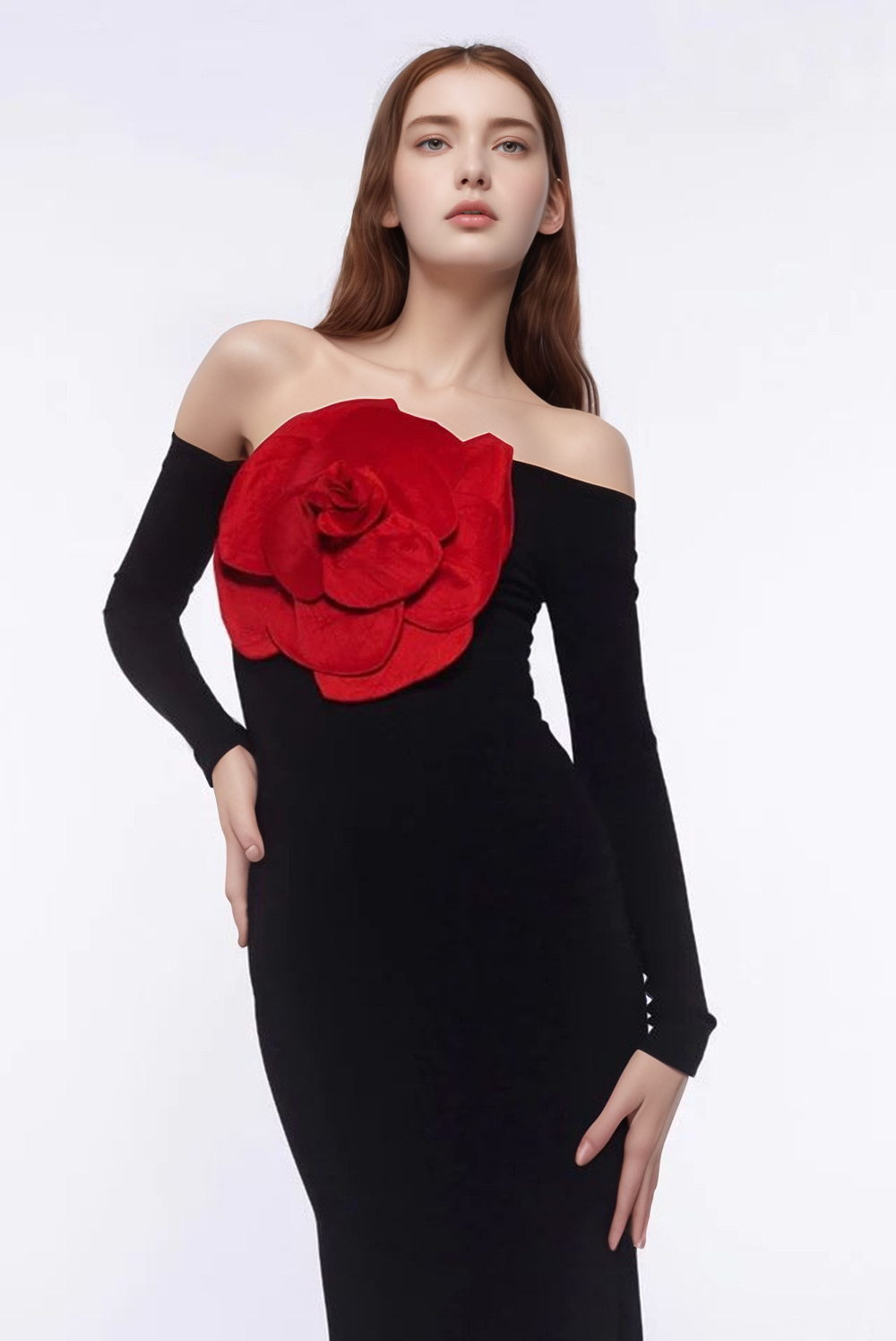 Black SY475 Elegant Floral Tube Top Backless Slit Dress for Women for wholesale on Faire4