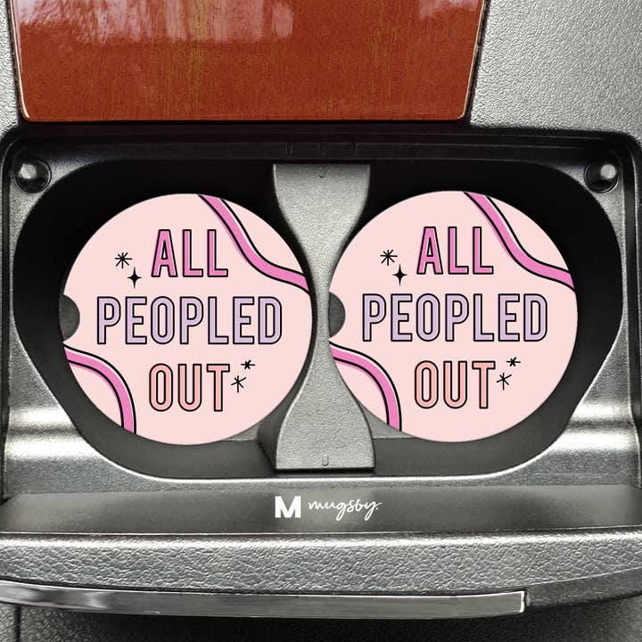 All Peopled Out Funny Car Coasters for wholesale by Mugsby