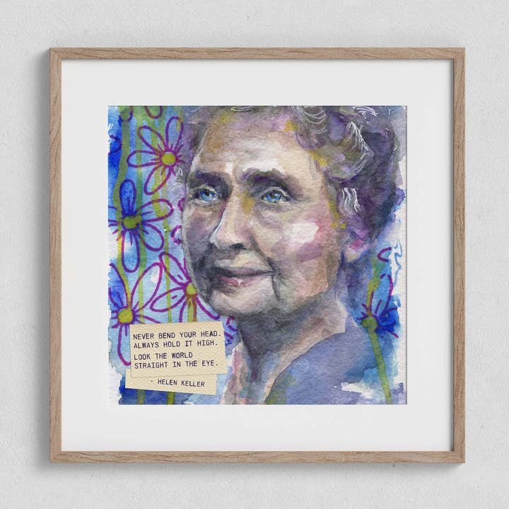 Helen Keller Portrait 12x12" Fine Art Print for wholesale by Lynell Ingram