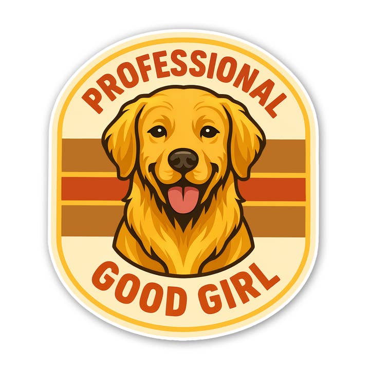 Golden Retriever - Professional Good Girl sticker for wholesale by Sticker Atlas