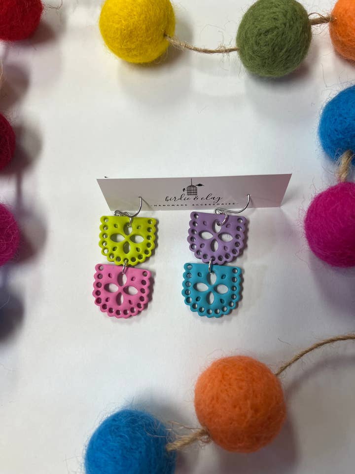 Papel Picado Earrings, Mexican Earrings for wholesale by Birdie & Clay