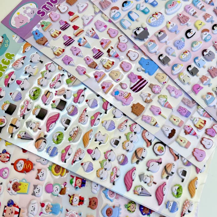 BCmini - Wholesale Sticker - 11024 Tiny Animal Puffy Assorted Stickers-124