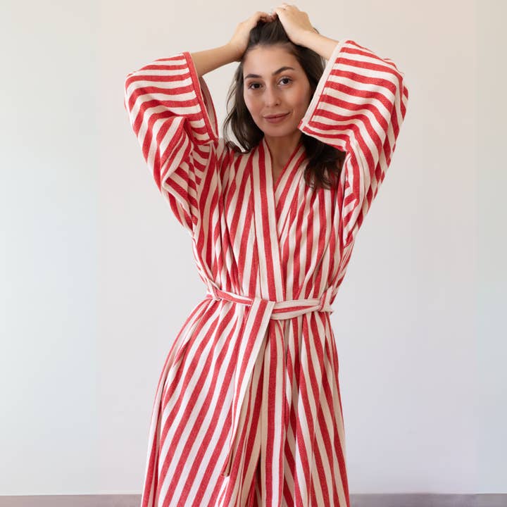 Vivamaison - Vendita all'ingrosso Vestaglia - Unisex - Kimono a Righe in Cotone Premium, Comfort Leggero19