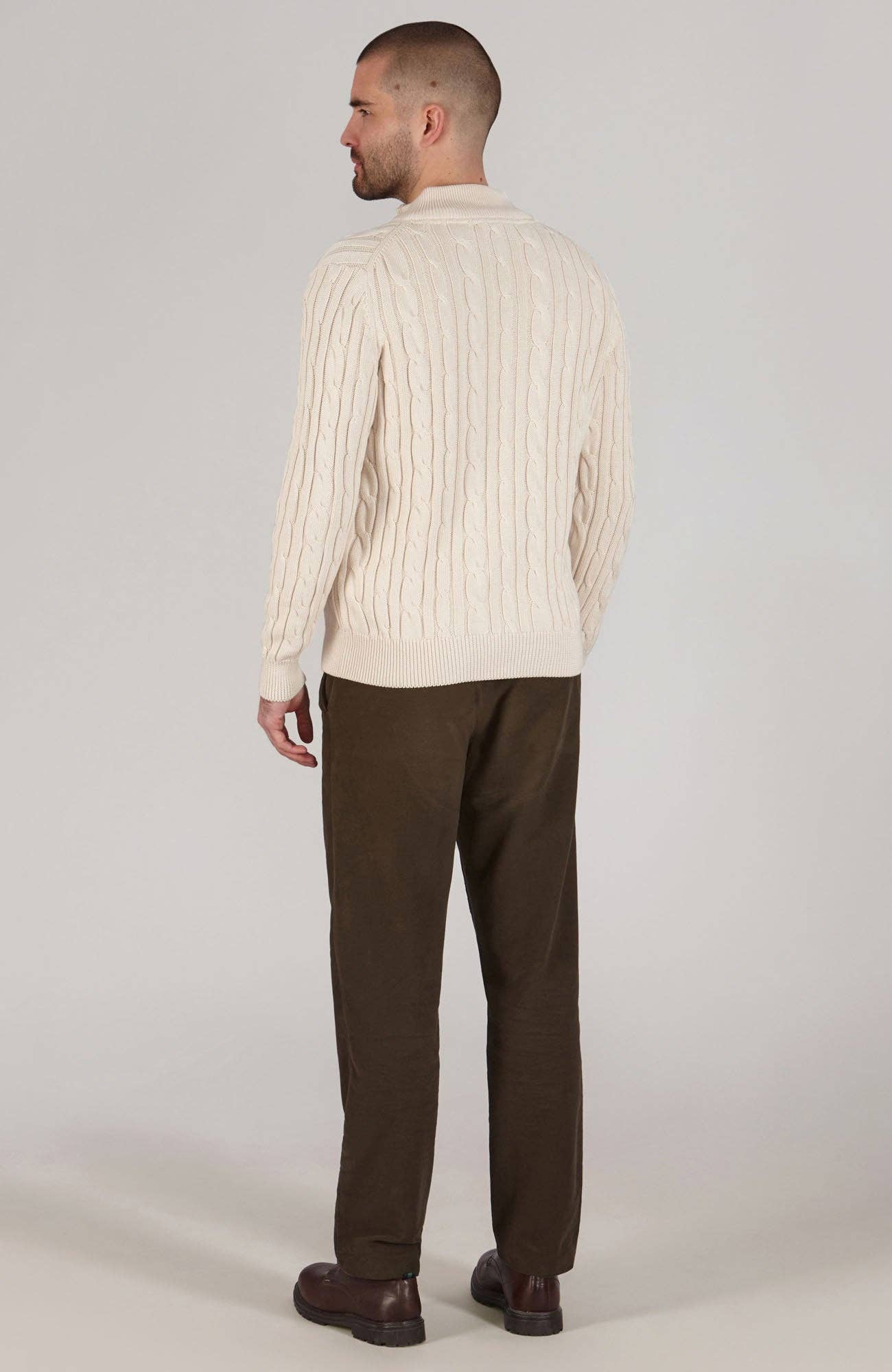 Paul James Knitwear – wholesale Knitted jumper – Men′s – Mens Midweight Cotton Cable Zip Neck Jumper5