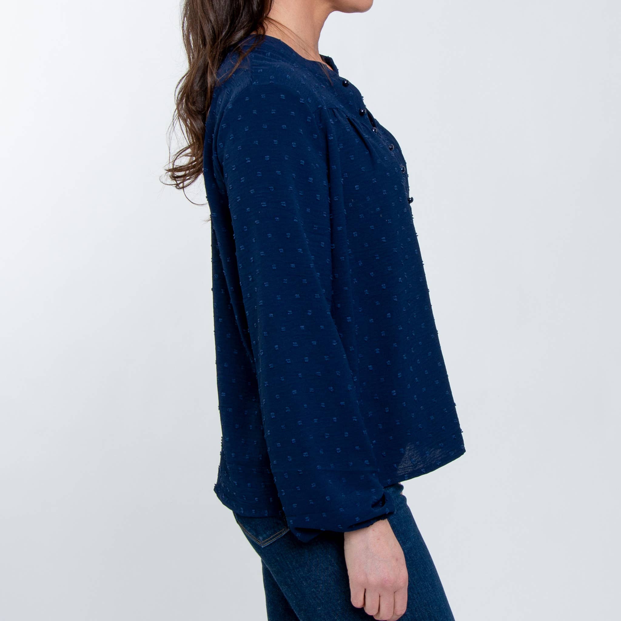 Elsie & Zoey - Vendita all'ingrosso Camicetta - Donna - Camicetta da contadino a maniche lunghe Perrie Swiss Dot3