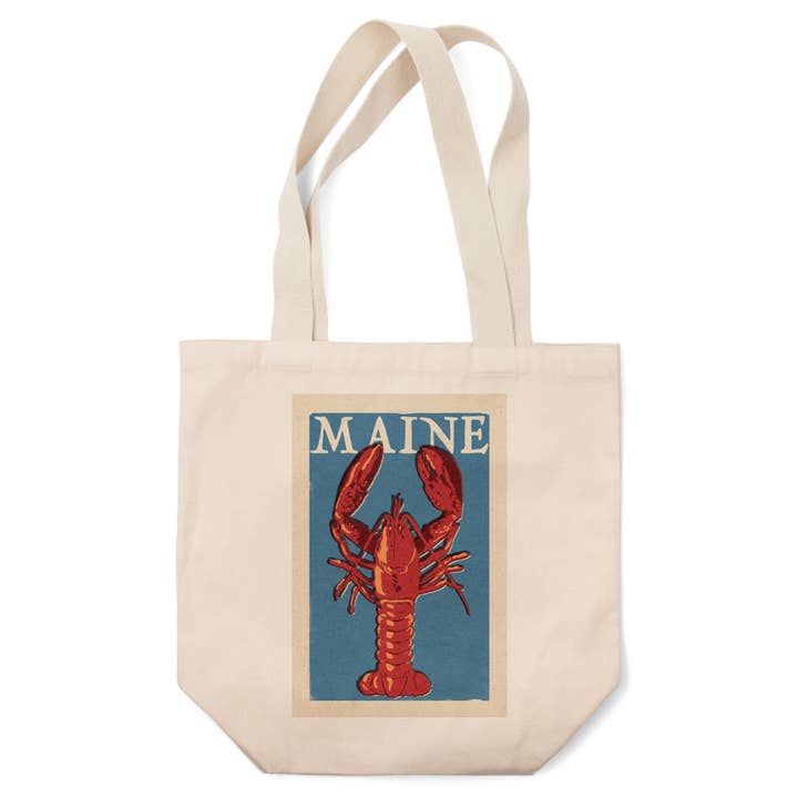 Lantern Press - Wholesale Tote Bag - Unisex - ORGANIC TOTE BAG Maine Lobster Woodblock