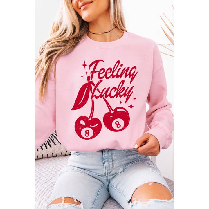FEELING LUCKY Graphic Sweatshirt for wholesale by A. BLUSH CO