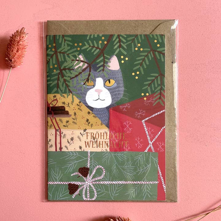 Foldet kort «Merry Christmas» for engroshandel hos LISELillustration