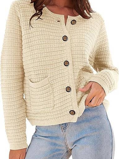 Crewneck Commuter Retro Casual Knitted Cardigan for wholesale by Rosa Clothing