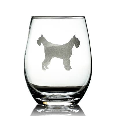 Greenline Goods - Wholesale Wine Glass - Schnauzer Etched Stemless Wine Glasses7