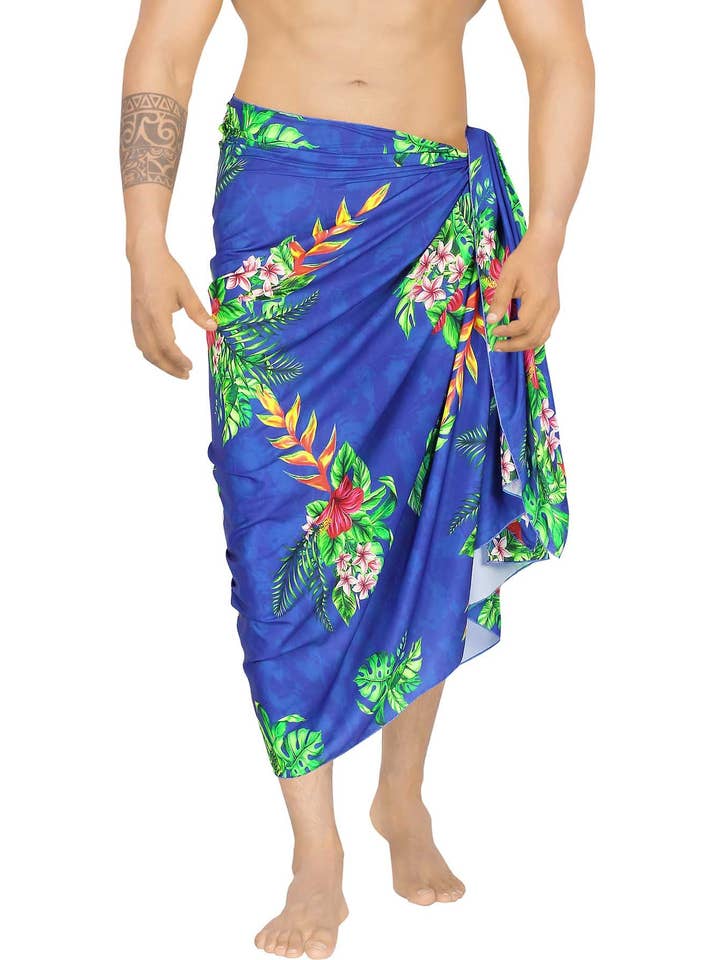 Azure Hawaiian Beach Wrap för män för wholesale av Happy Bay / La Leela