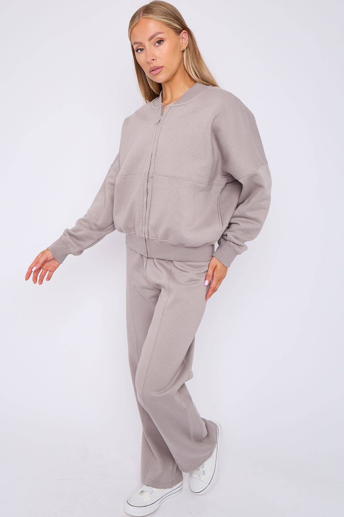 AX Labels - Wholesale Top & Pant Set (NOT Loungewear) - Women's - Oversized Bomber Style Fleece Zipper Co-ord62