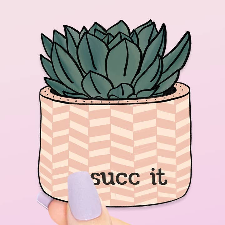 Succ It Transparenter Aufkleber | Aquarell Sukkulenten für den Großhandel von Kellio Studio