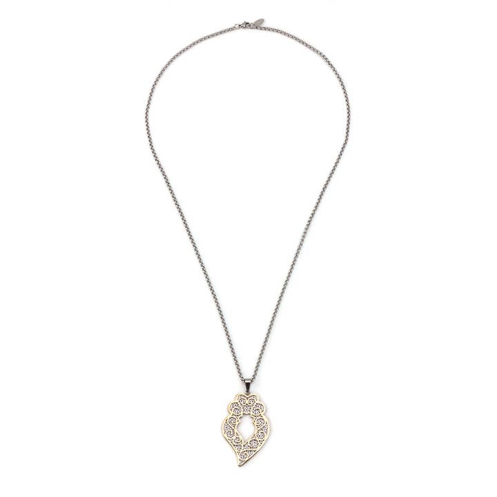 Long Viana Heart Steel Necklace GKN230504 for wholesale by Shebiju