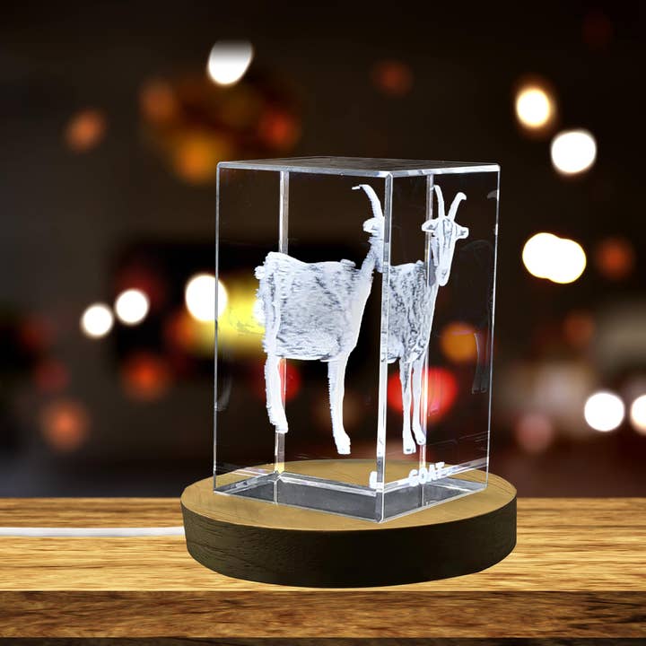 AB Crystal Collection - Wholesale Decorative Figurine - Lively Goat Crystal Carvings | Exquisite Gems Etched with Playful Caprines