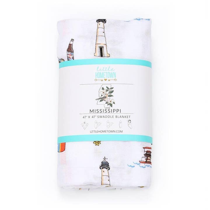 Little Hometown - Wholesale Receiving Blanket - Baby - Mississippi Baby Muslin Swaddle Receiving Blanket0