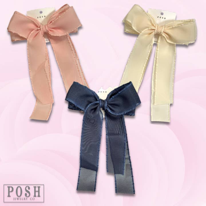 Laço de cabelo com fita texturizada por atacado de Pink Panache Brands