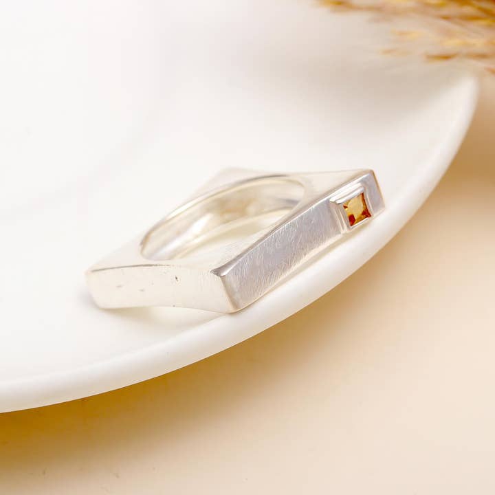 AG 925 JEWELLERY - Wholesale Cocktail/Statement Ring - Handmade Semiprecious Citrine Ring in 925 Sterling Silver 3