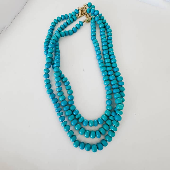 Collana Turchese|Howlite Blu|Collana con Perline Annodate per la vendita all'ingrosso da parte di Anokhi Green | Handmade Gemstone Jewelry