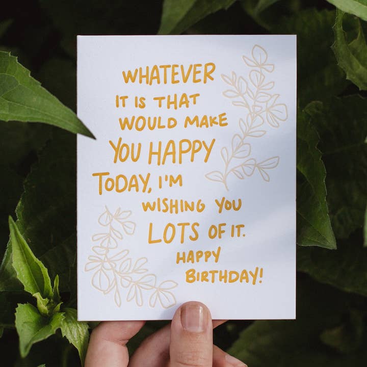 Biglietto di auguri di compleanno con stampa tipografica «Lots of It» per la vendita all'ingrosso da parte di Stray Folk