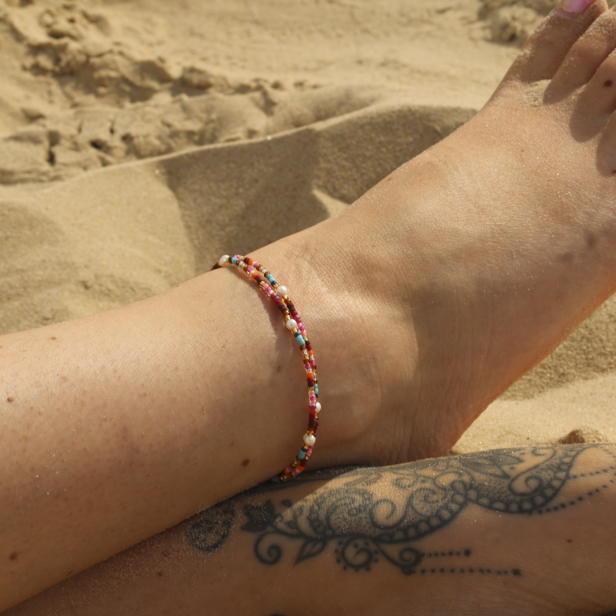 Pineapple Island - Wholesale Anklet - Golden Hour Colourful Beaded Anklet8