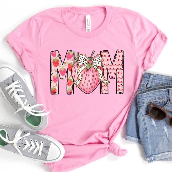 Mom strawberry graphic t-shirt, Easter, Mothers Day gift for wholesale by ATTA TOOD Wholesale