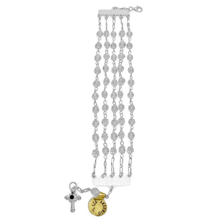 Rosary Five Decade Bracelet Swarovski Crystal Clear Beads for wholesale by RM Trading